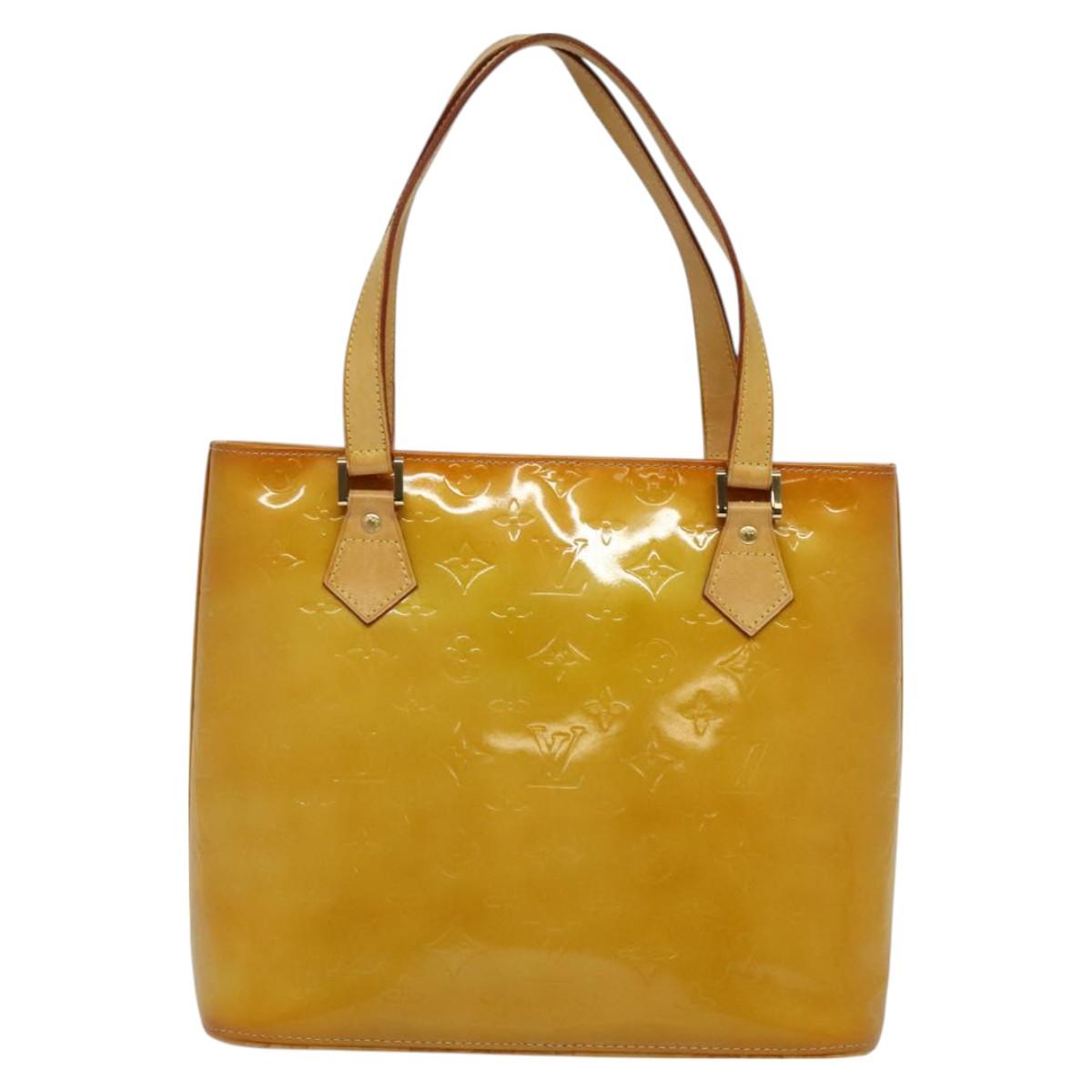 LOUIS VUITTON Monogram Vernis Houston Hand Bag Beige M91004 LV Auth th6098