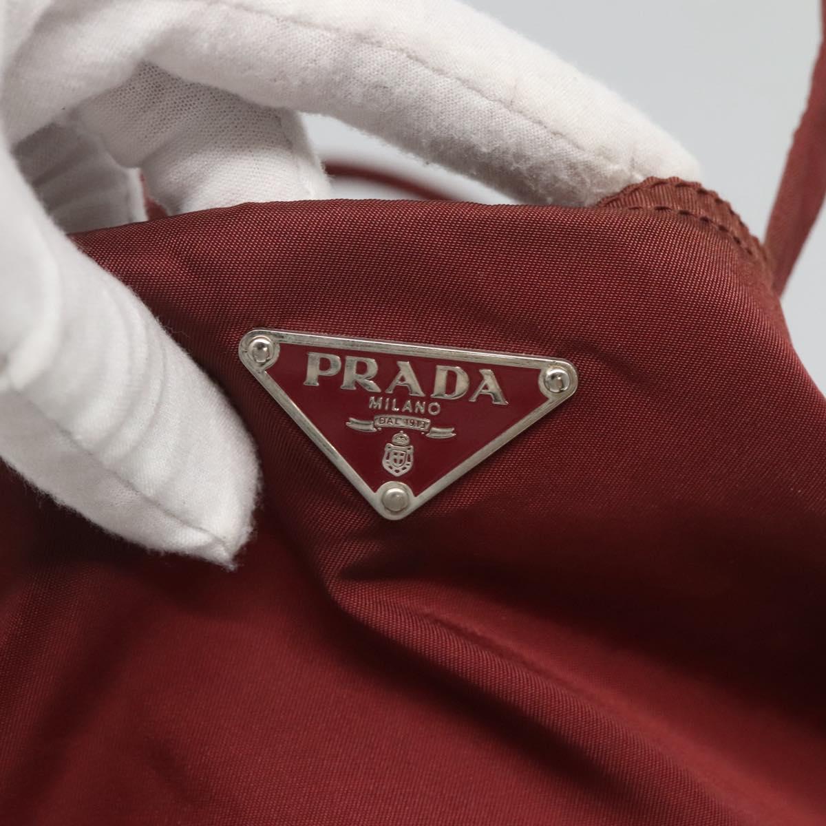PRADA Hand Bag Nylon Red Auth th6103