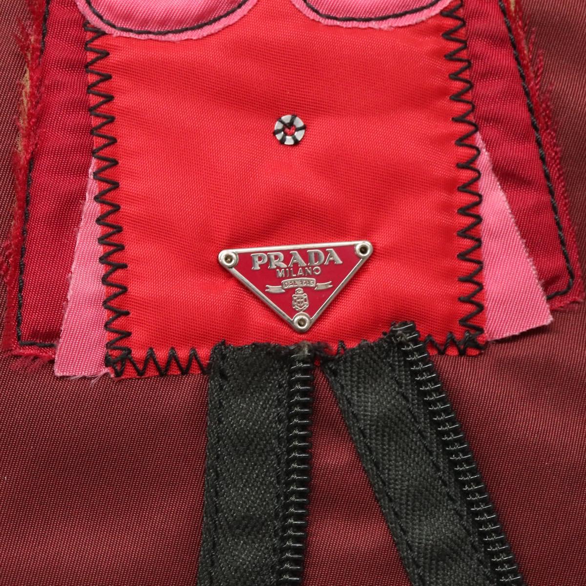PRADA Hand Bag Nylon Red Auth th6103