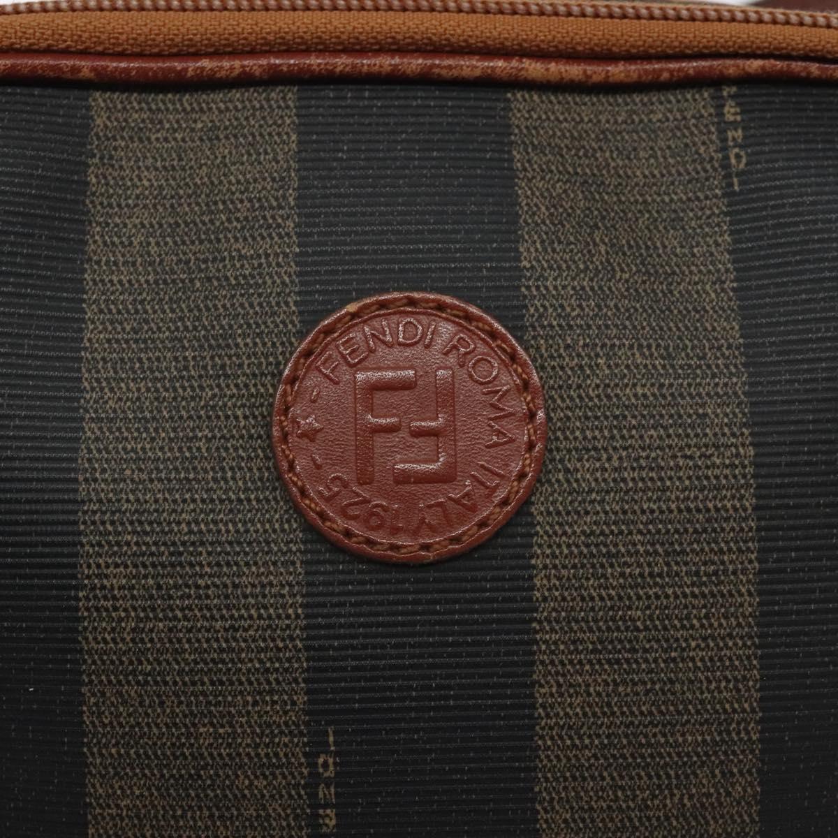 FENDI Pecan Canvas Shoulder Bag Brown Black Auth th6120