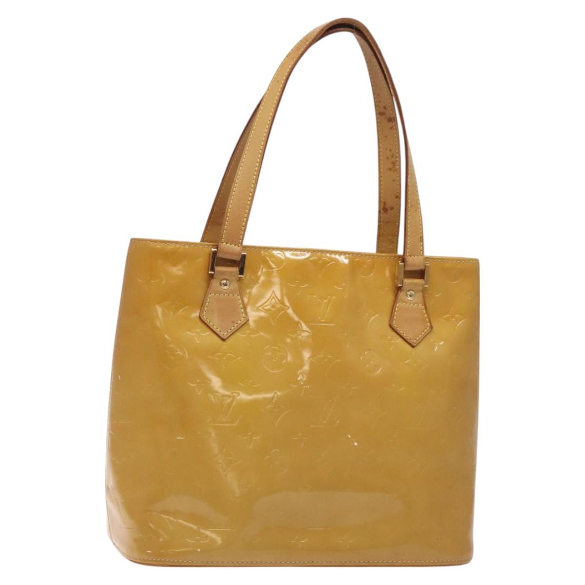 LOUIS VUITTON Monogram Vernis Houston Hand Bag Beige M91004 LV Auth th6124