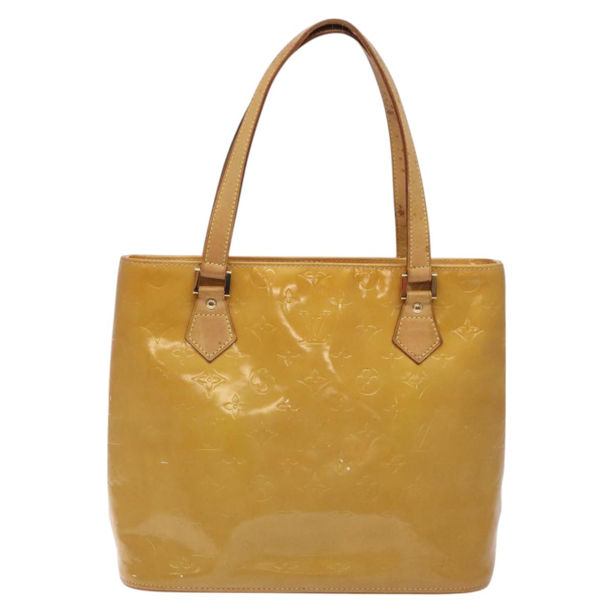 LOUIS VUITTON Monogram Vernis Houston Hand Bag Beige M91004 LV Auth th6124