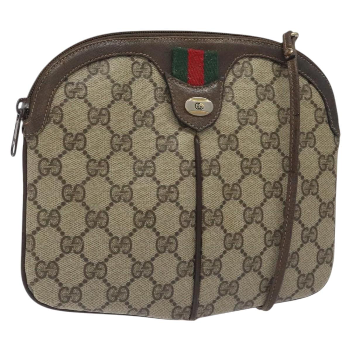 GUCCI GG Supreme Web Sherry Line Shoulder Bag PVC Beige 904 02 047 Auth th6138