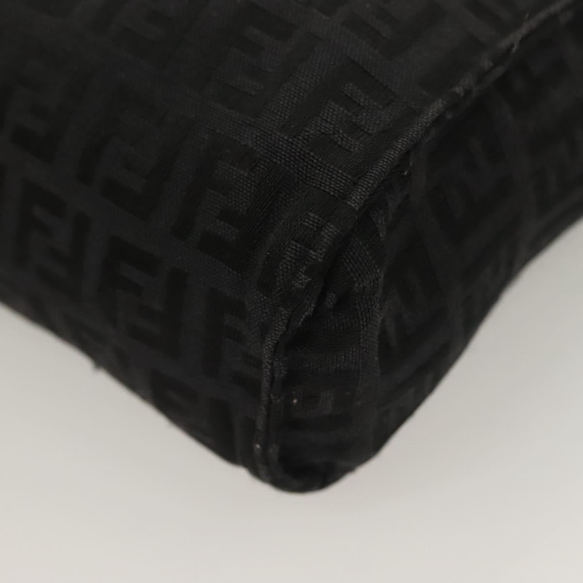 FENDI Zucchino Canvas Pouch Black Silver Auth th6144