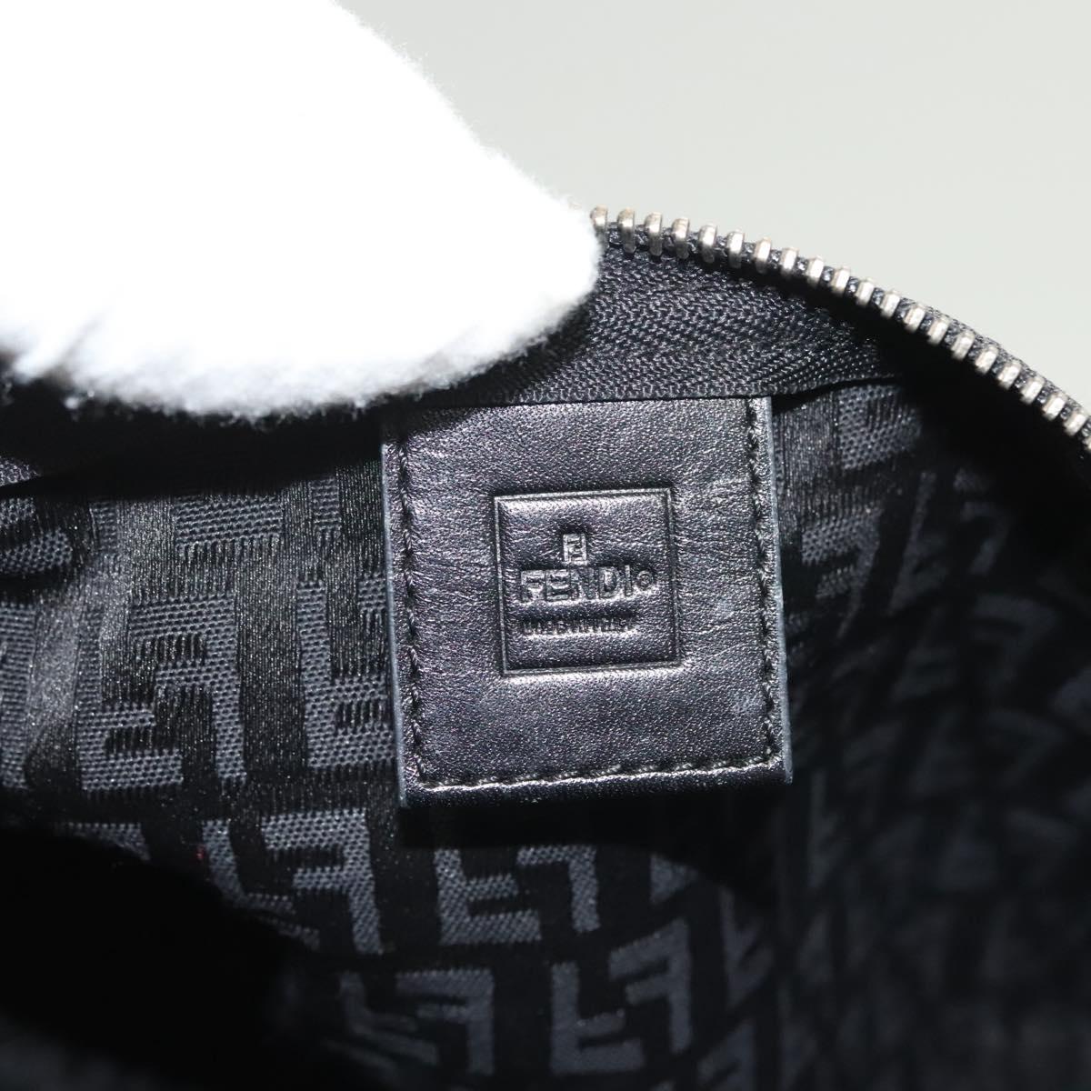 FENDI Zucchino Canvas Pouch Black Silver Auth th6144