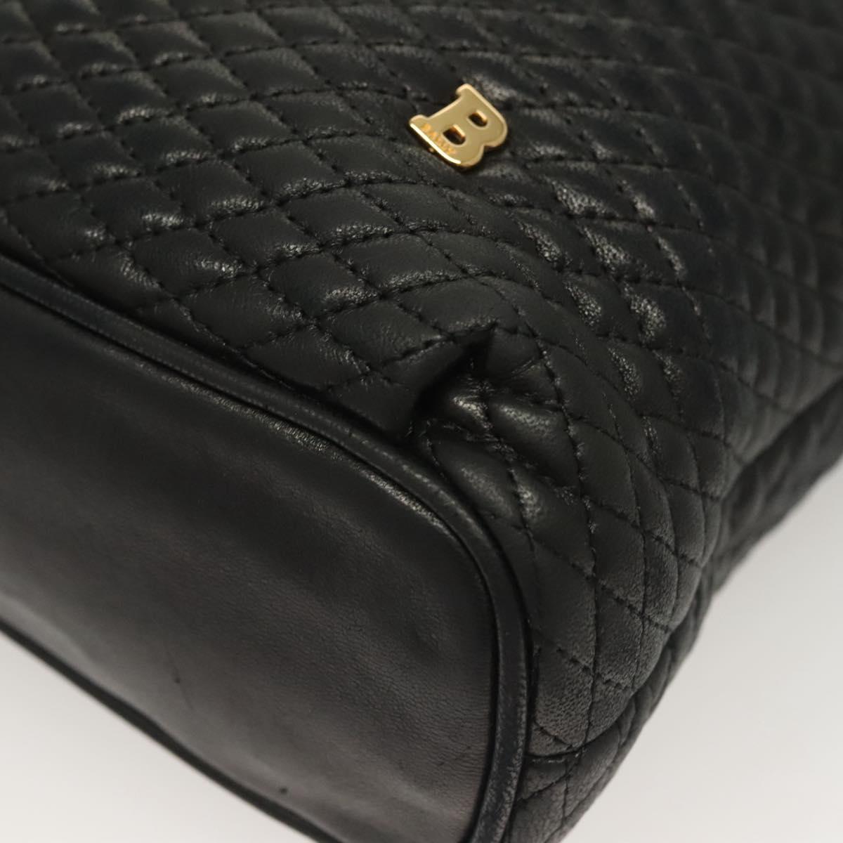 BALLY Chain Shoulder Bag Leather Black Gold Auth th6147