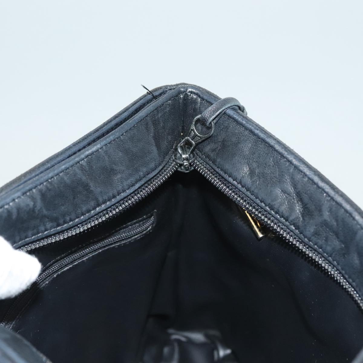 BALLY Chain Shoulder Bag Leather Black Gold Auth th6147
