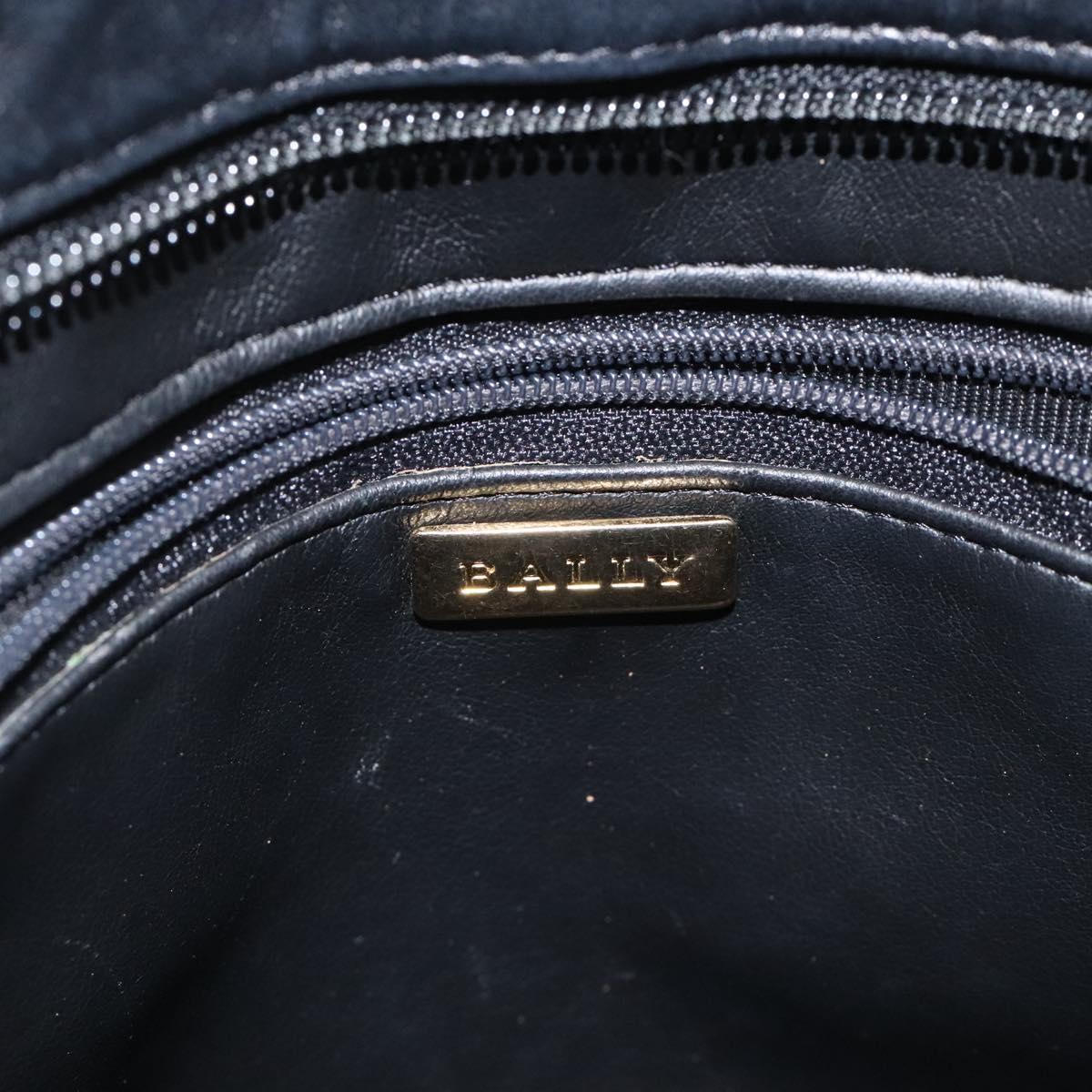 BALLY Quilted Chain Shoulder Bag Leather Black Gold Auth th6148