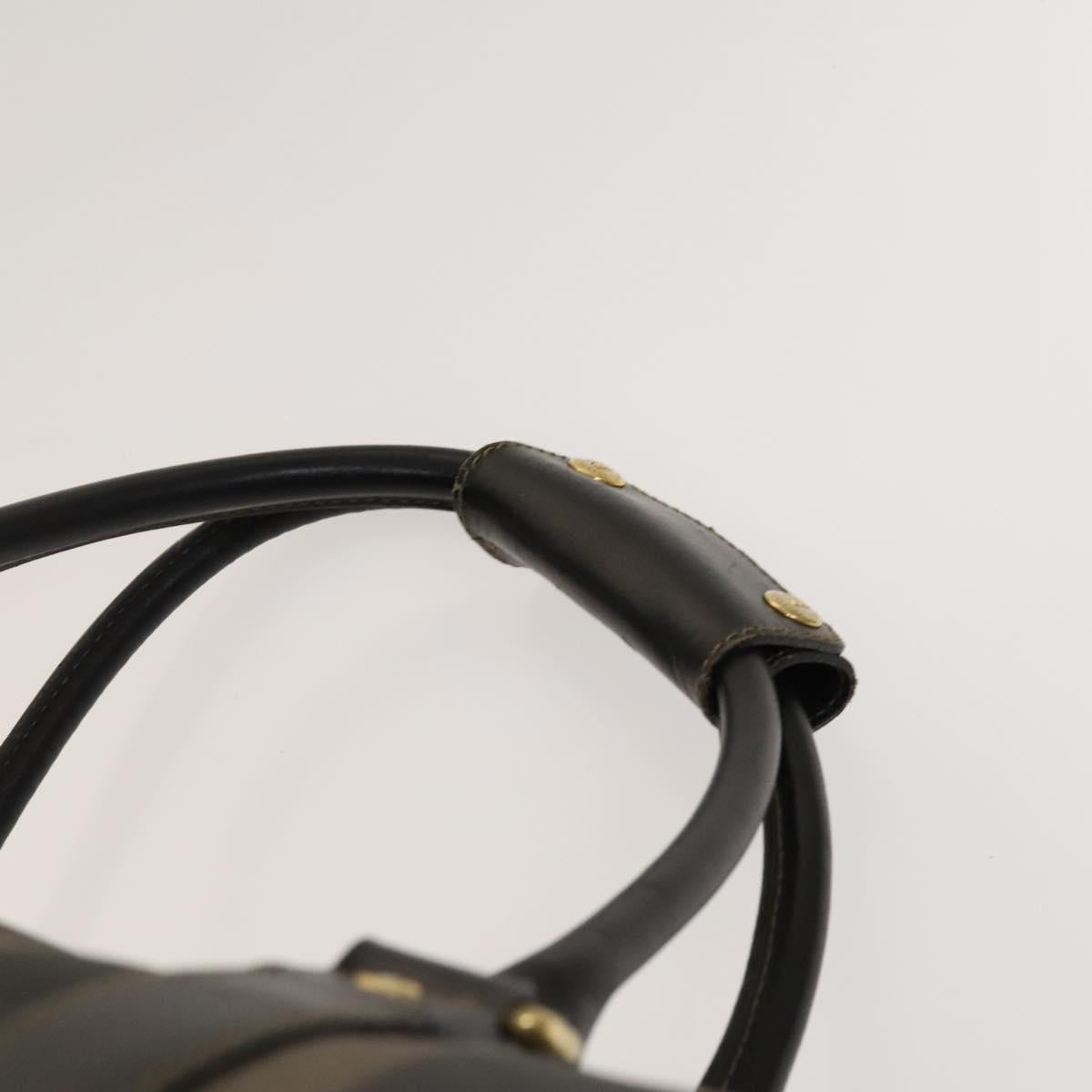 FENDI Pecan Canvas Boston Bag PVC 2way Black Brown Auth th6160