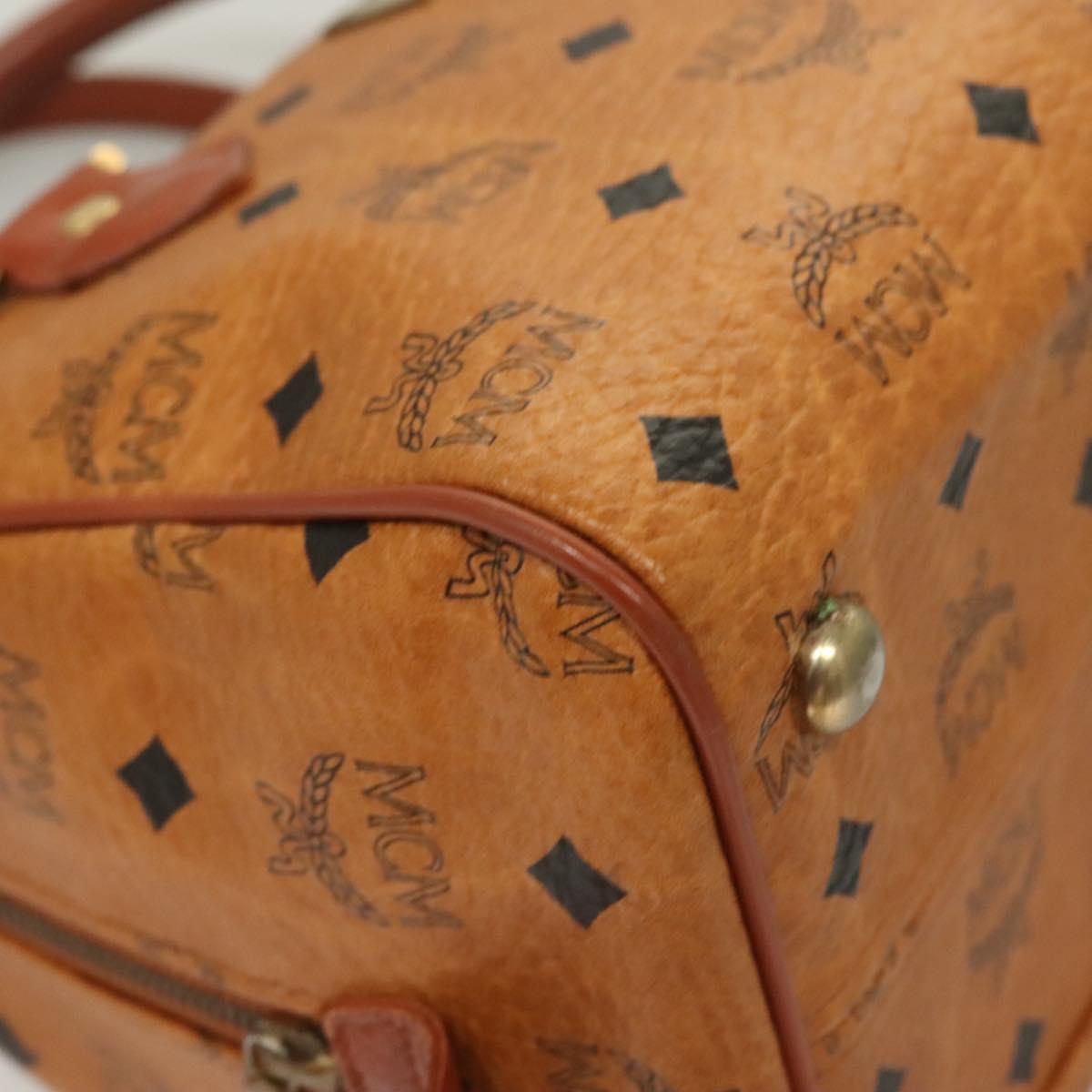 MCM Logogram Vicetos Hand Bag PVC Leather Brown Gold Auth th6169