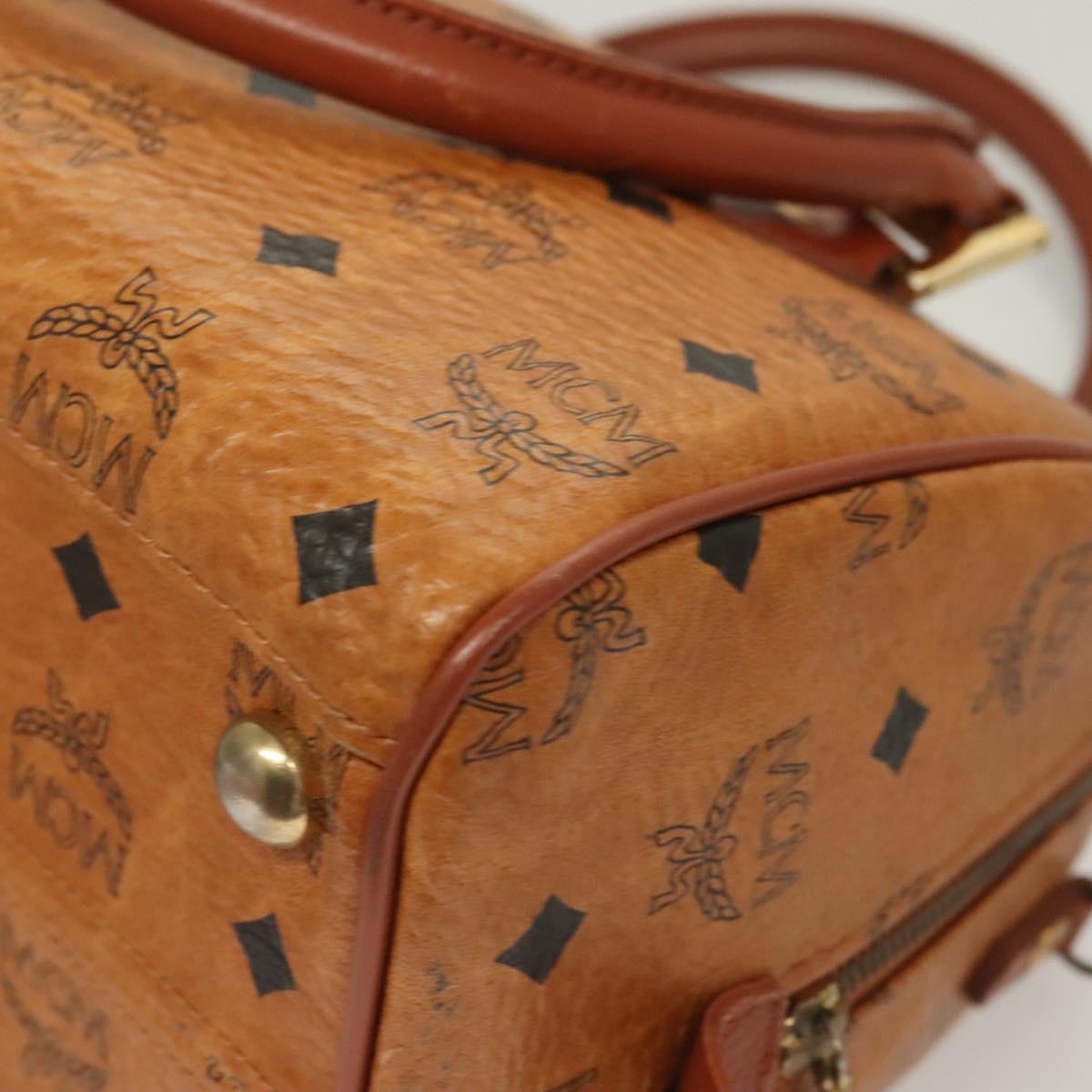 MCM Logogram Vicetos Hand Bag PVC Leather Brown Gold Auth th6169