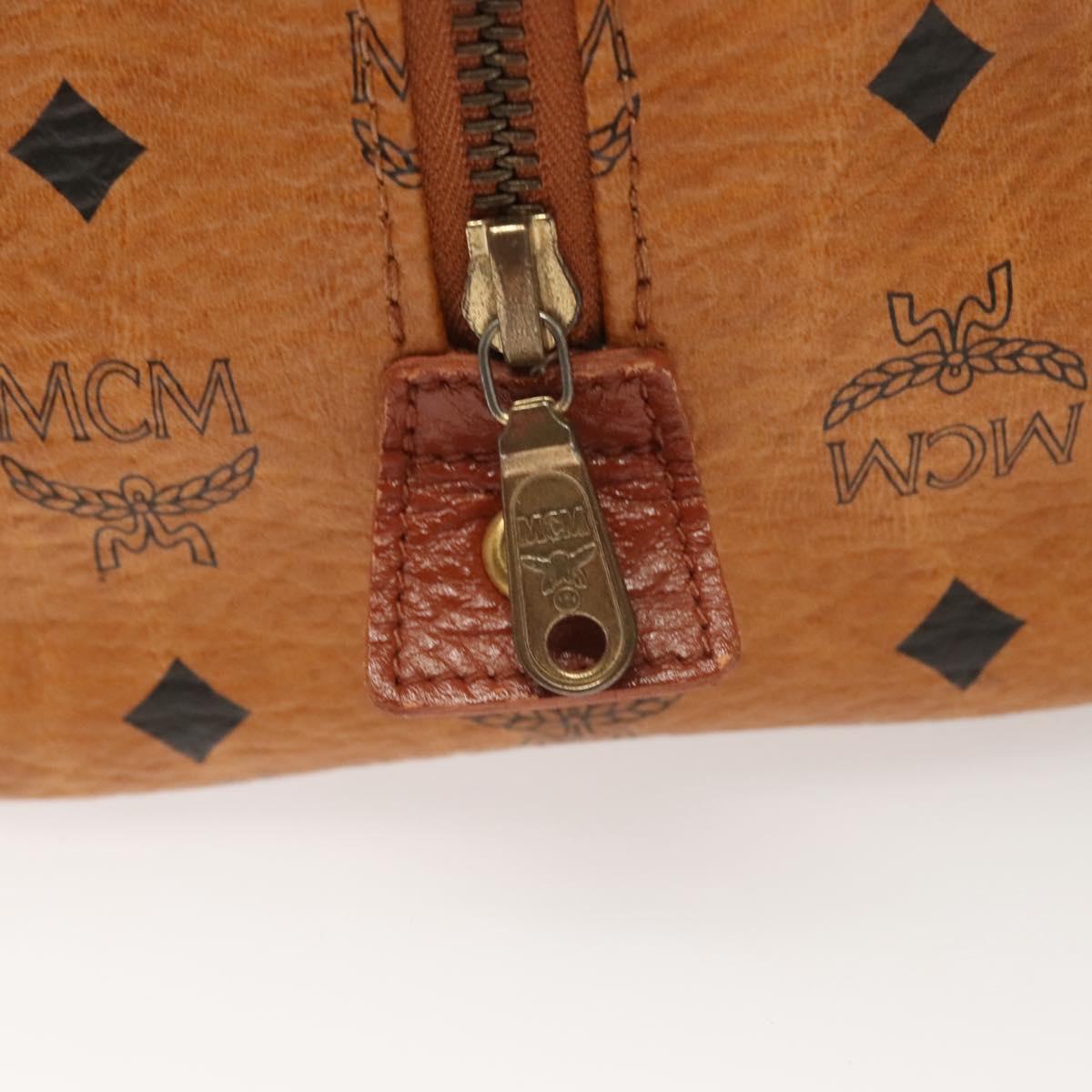 MCM Logogram Vicetos Hand Bag PVC Leather Brown Gold Auth th6169