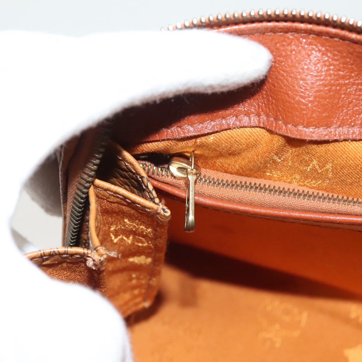 MCM Logogram Vicetos Hand Bag PVC Leather Brown Gold Auth th6169