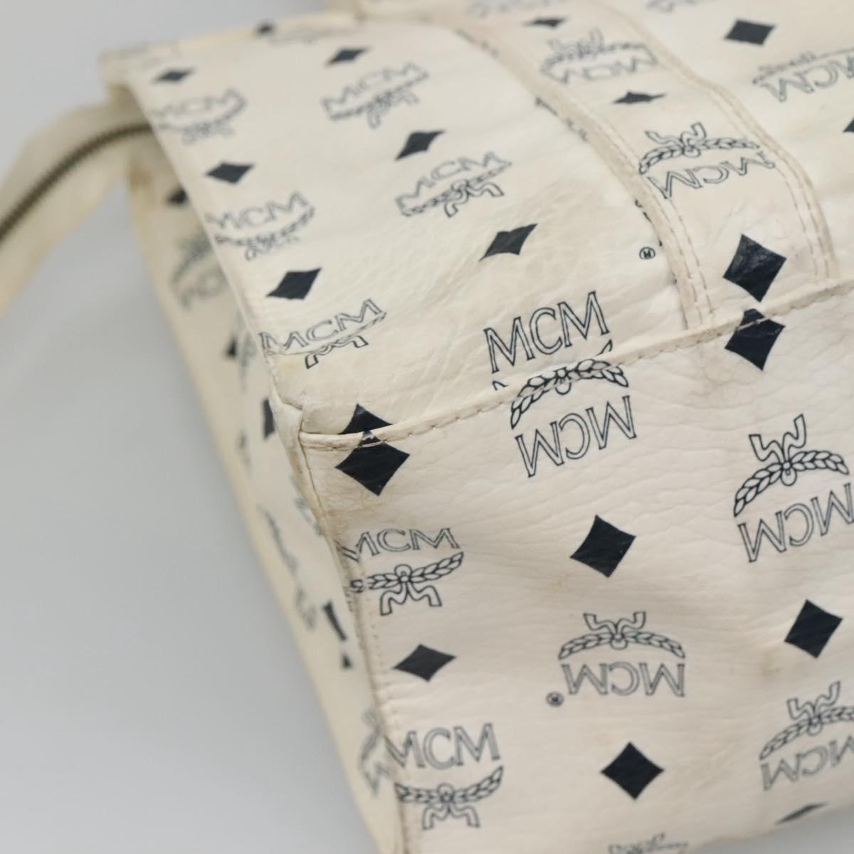 MCM Logogram Vicetos Tote Bag PVC Leather White Auth th6172