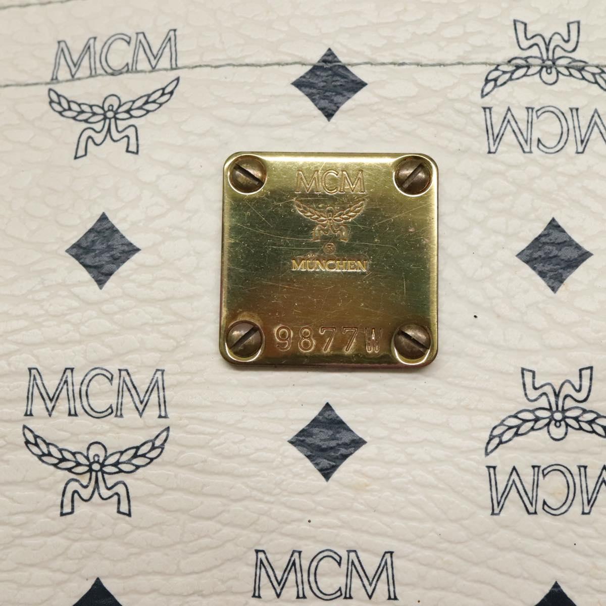 MCM Logogram Vicetos Tote Bag PVC Leather White Auth th6172