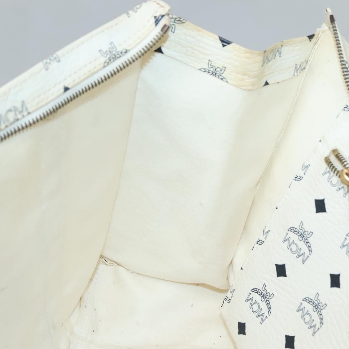 MCM Logogram Vicetos Tote Bag PVC Leather White Auth th6172