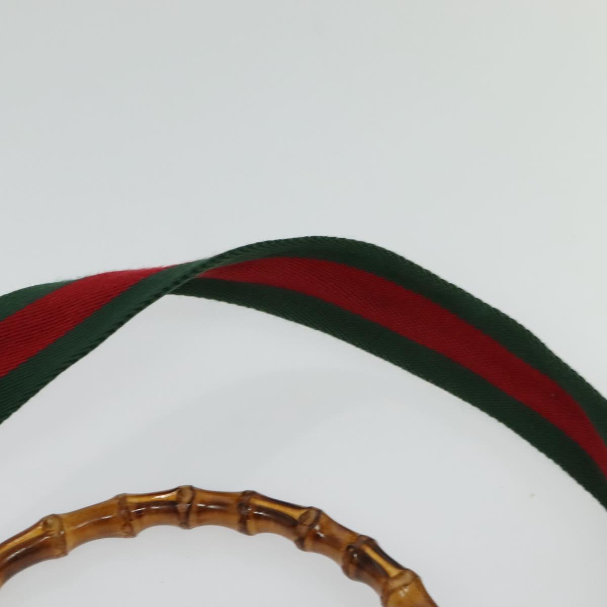 GUCCI Bamboo Web Sherry Line Bag Canvas 2way Beige Gold Red 001 4095 Auth th6182