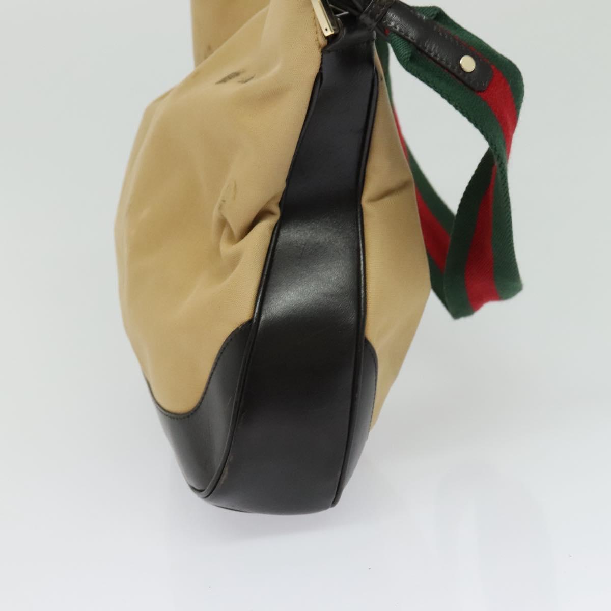 GUCCI Bamboo Web Sherry Line Bag Canvas 2way Beige Gold Red 001 4095 Auth th6182