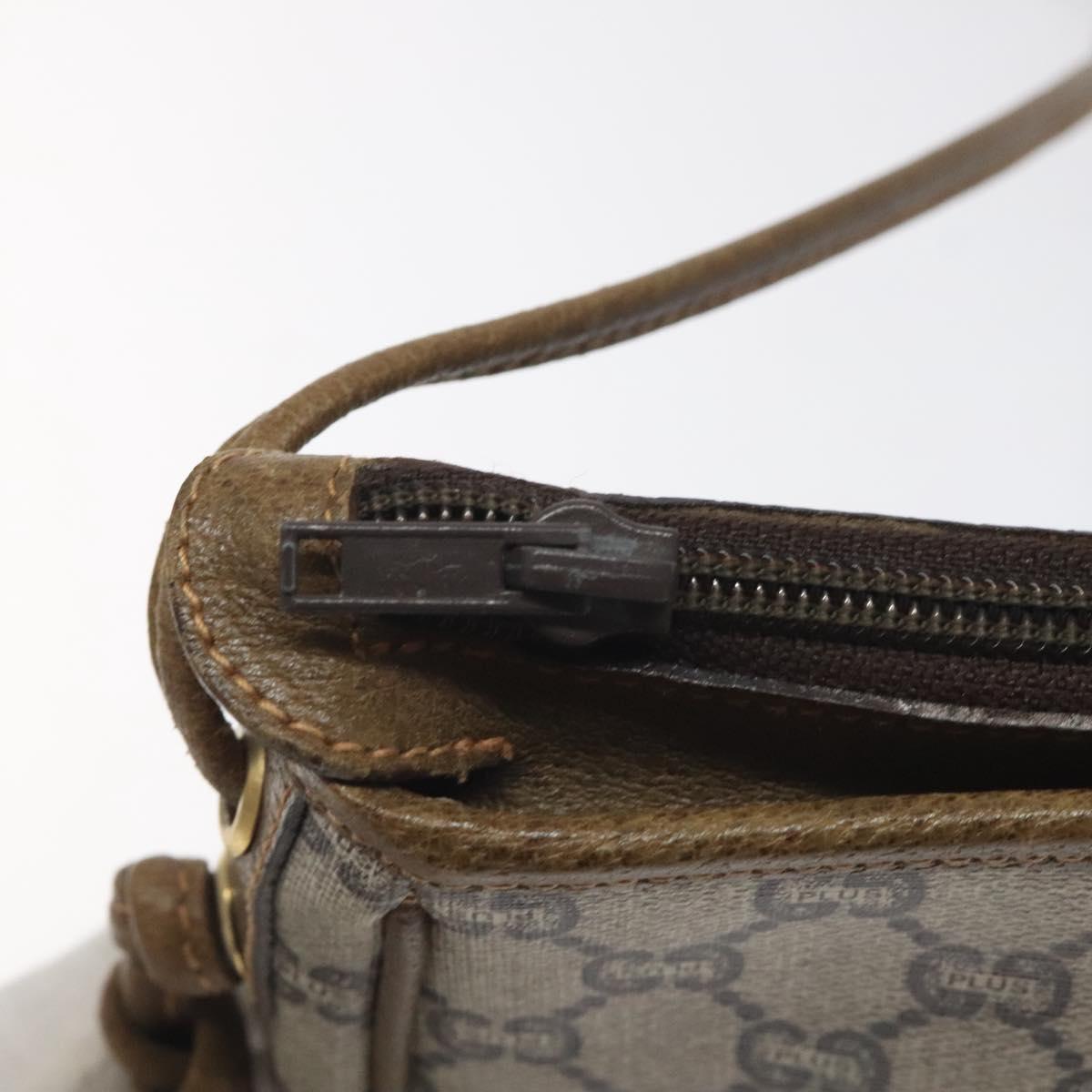 GUCCI GG Plus Supreme Shoulder Bag PVC Beige Auth th6188