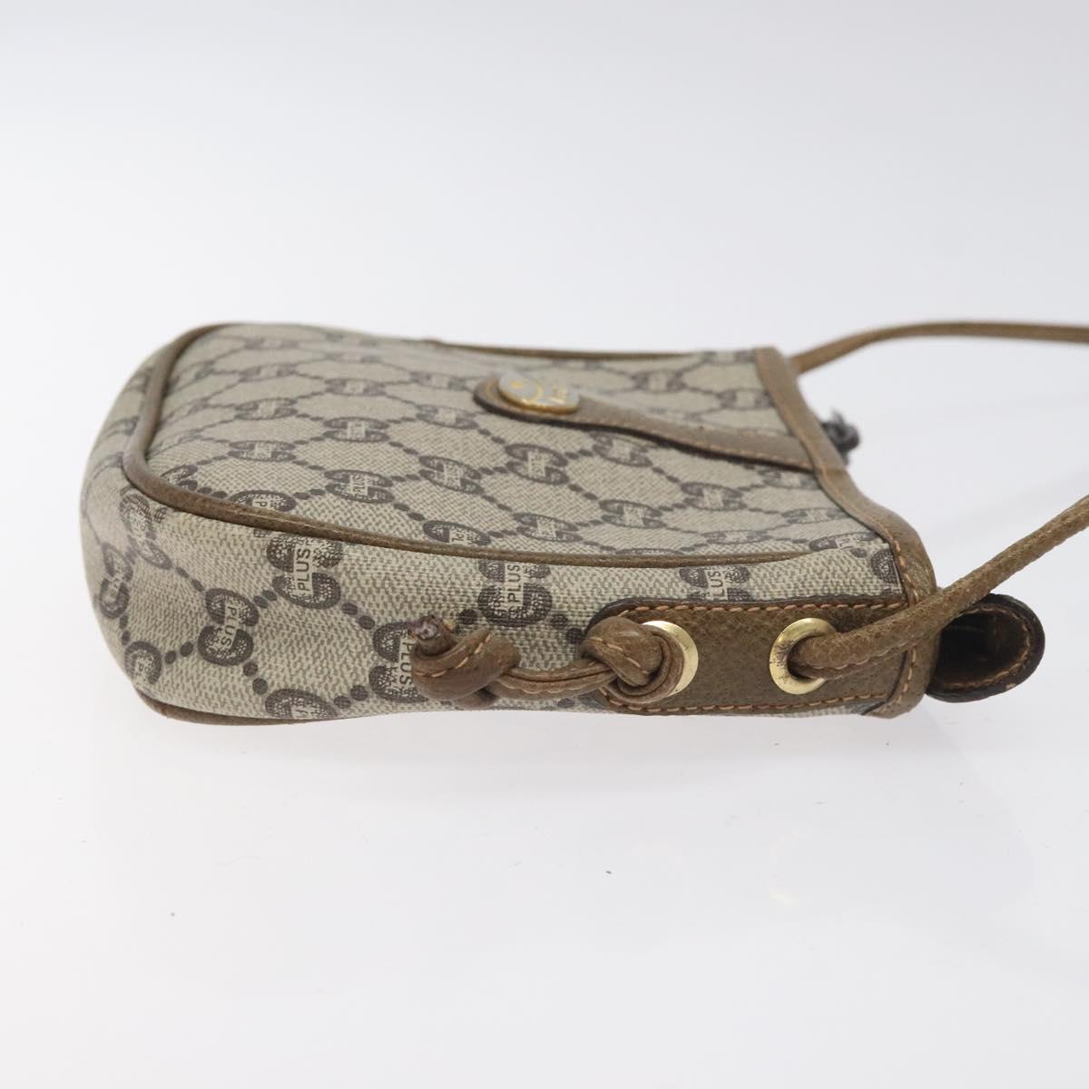 GUCCI GG Plus Supreme Shoulder Bag PVC Beige Auth th6188