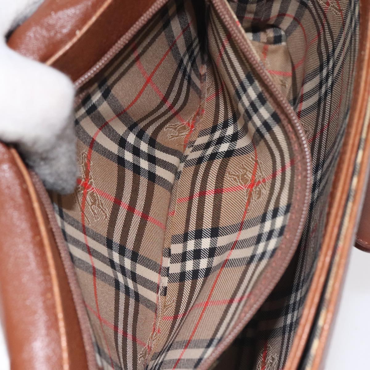 Burberrys Shoulder Bag Leather Brown Gold Auth th6199