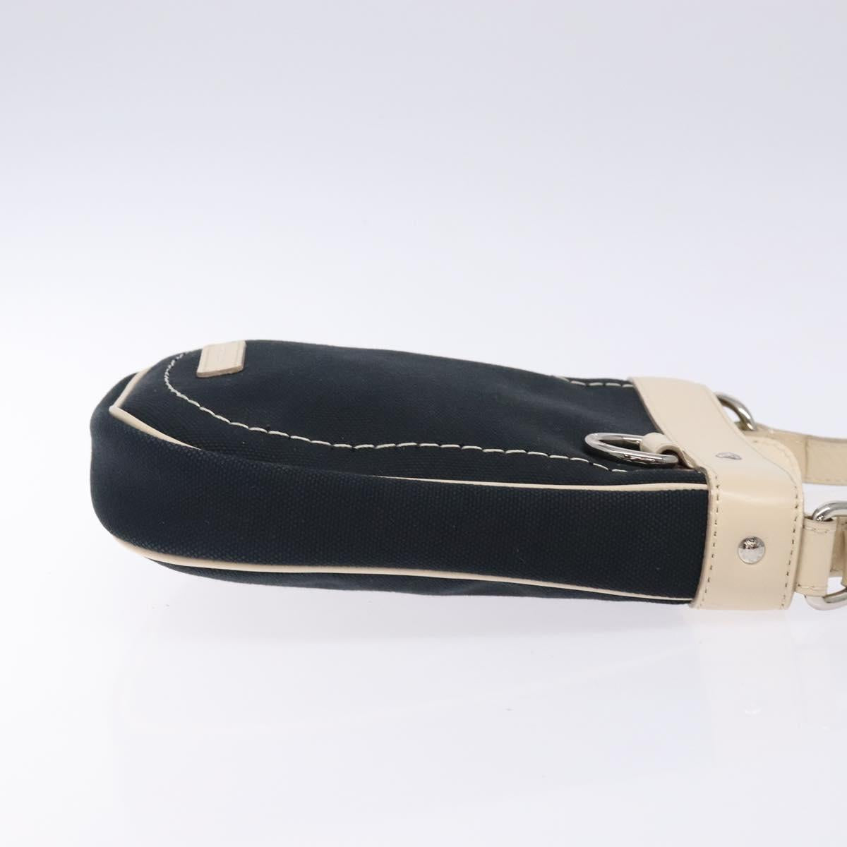 BURBERRY Shoulder Bag Canvas Navy Silver Auth th6201