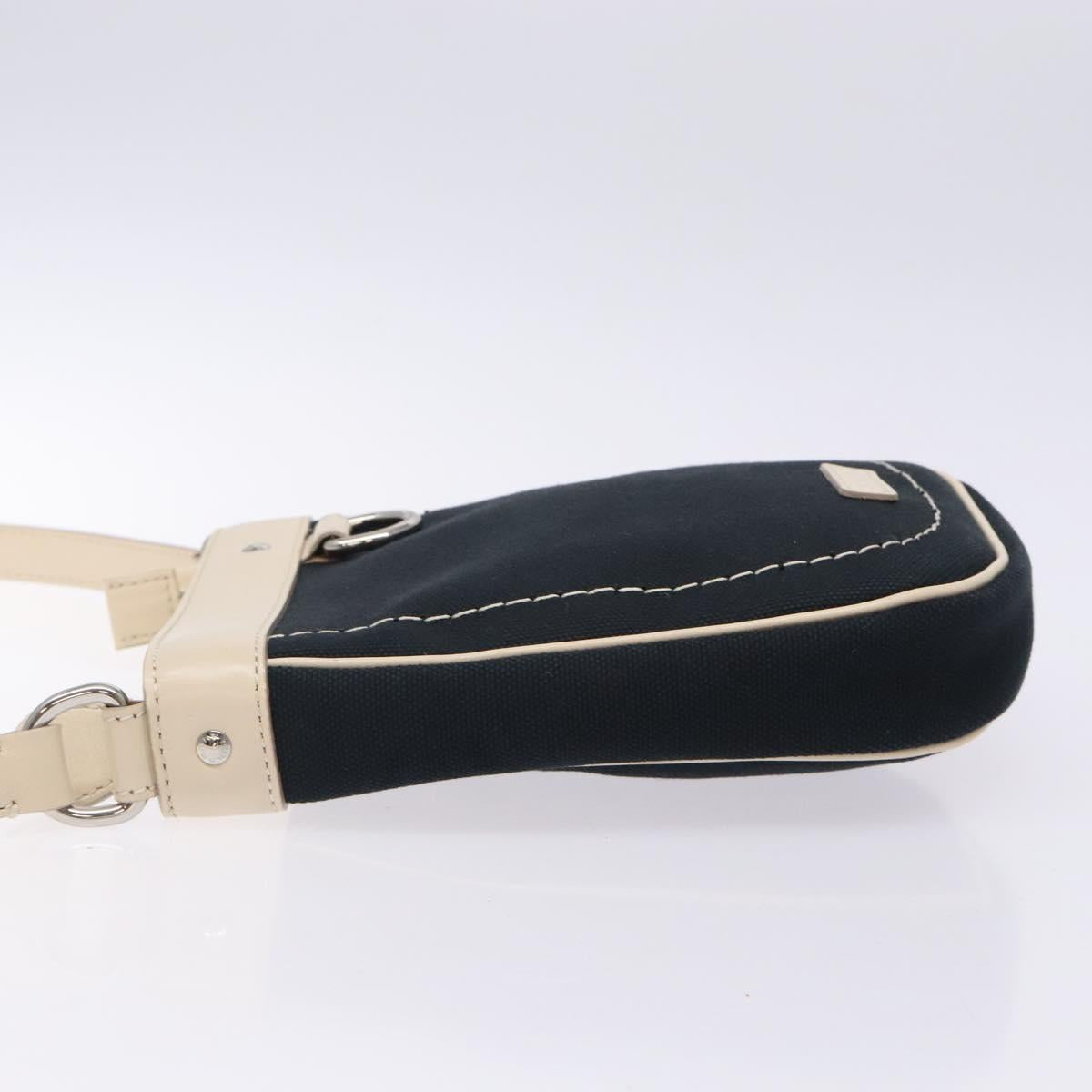 BURBERRY Shoulder Bag Canvas Navy Silver Auth th6201