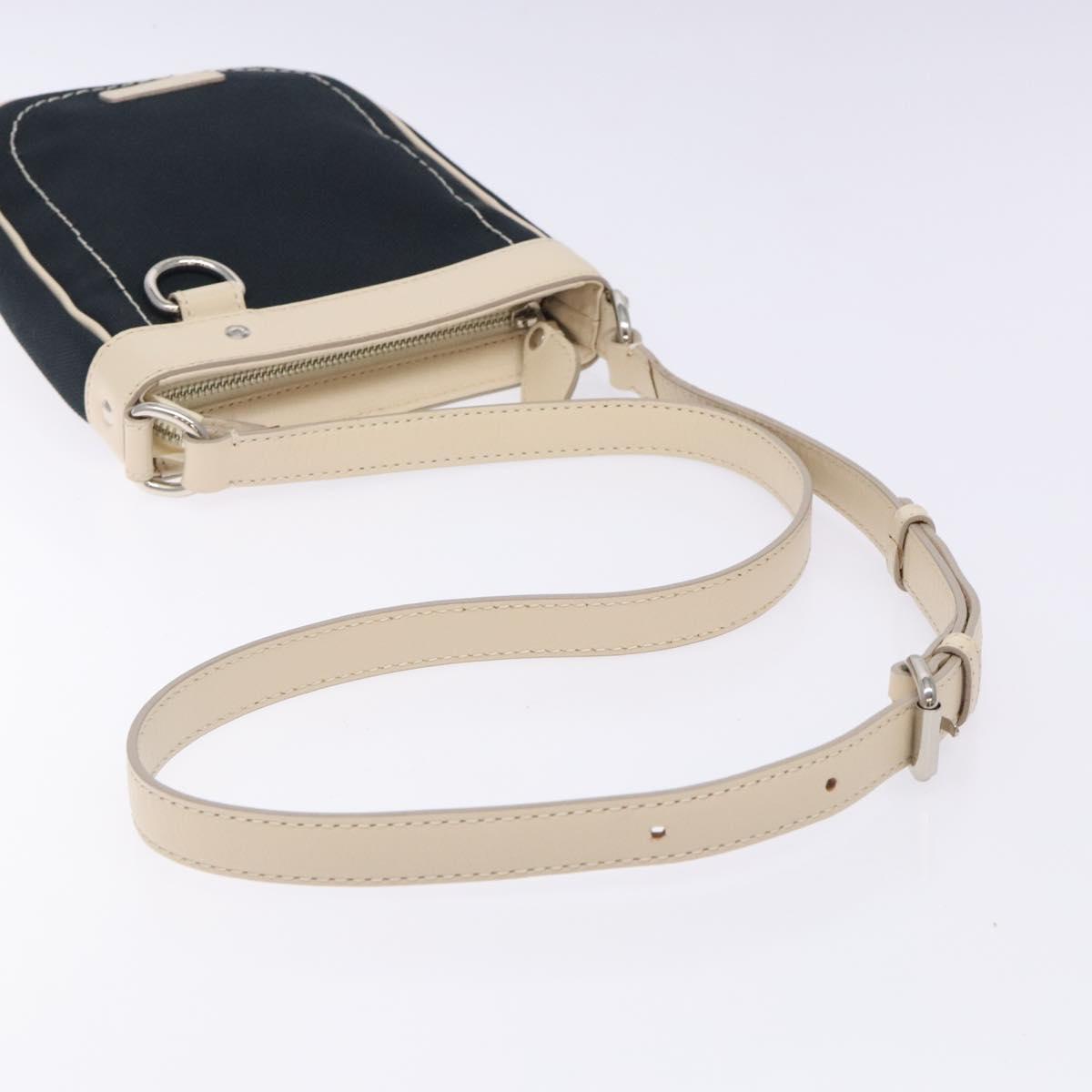 BURBERRY Shoulder Bag Canvas Navy Silver Auth th6201