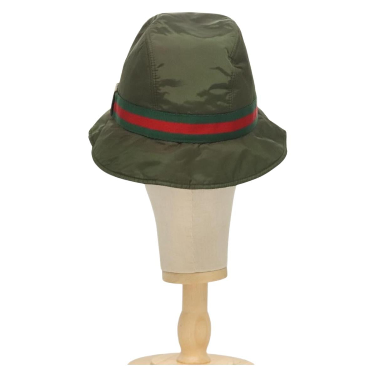 GUCCI Hat Nylon M Khaki Auth th6202