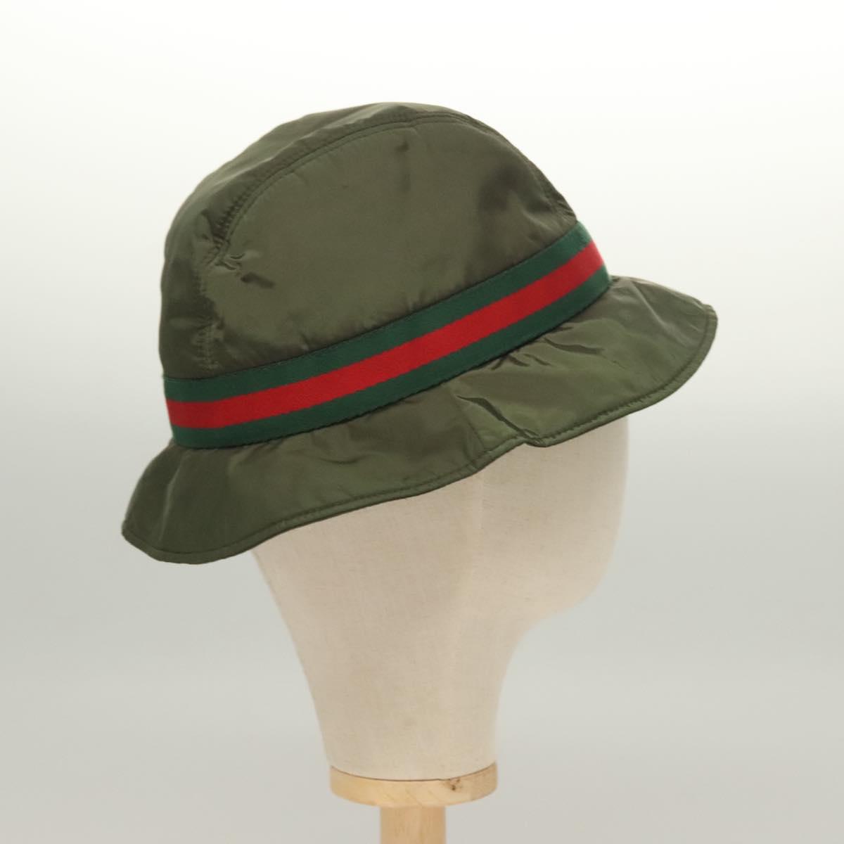 GUCCI Hat Nylon M Khaki Auth th6202