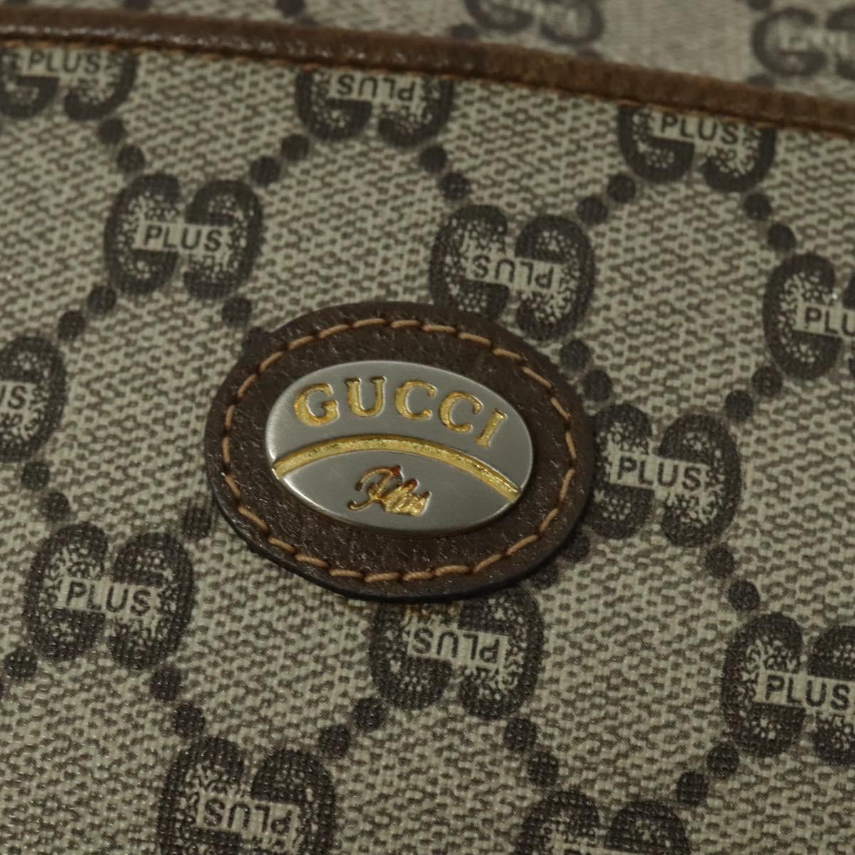 GUCCI GG Plus Supreme Shoulder Bag PVC Beige Gold Auth th6208