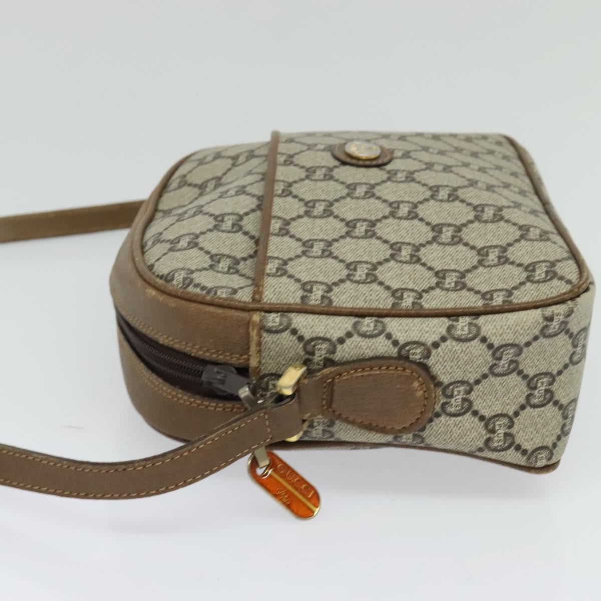 GUCCI GG Plus Supreme Shoulder Bag PVC Beige Gold Auth th6208