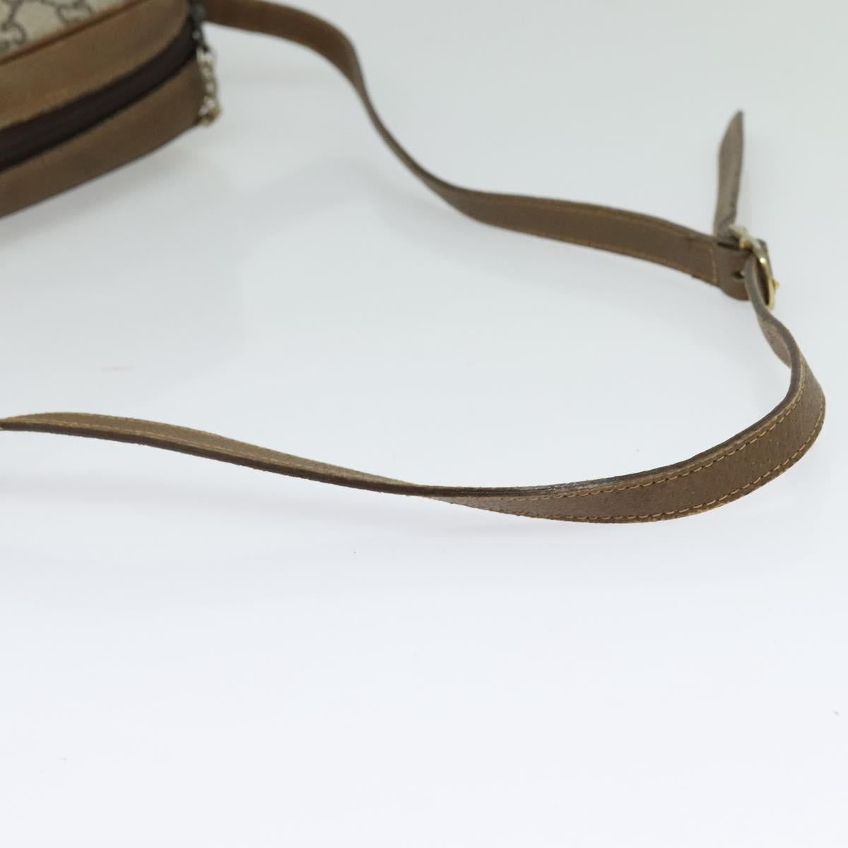 GUCCI GG Plus Supreme Shoulder Bag PVC Beige Gold Auth th6208