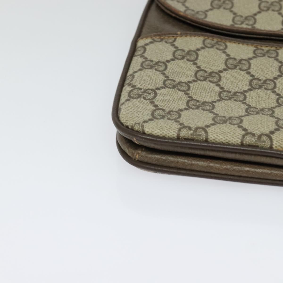 GUCCI GG Supreme Shoulder Bag PVC Beige Gold Auth th6212