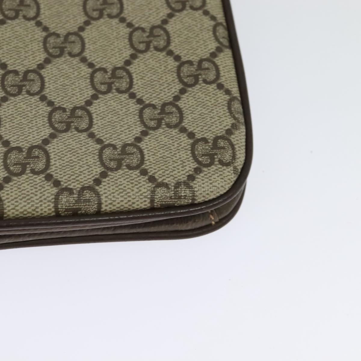 GUCCI GG Supreme Shoulder Bag PVC Beige Gold Auth th6212