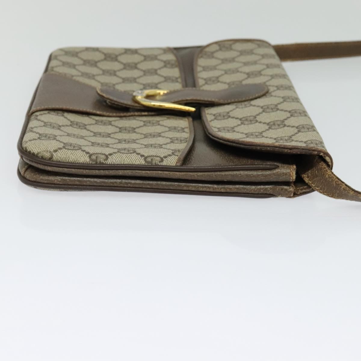 GUCCI GG Supreme Shoulder Bag PVC Beige Gold Auth th6212