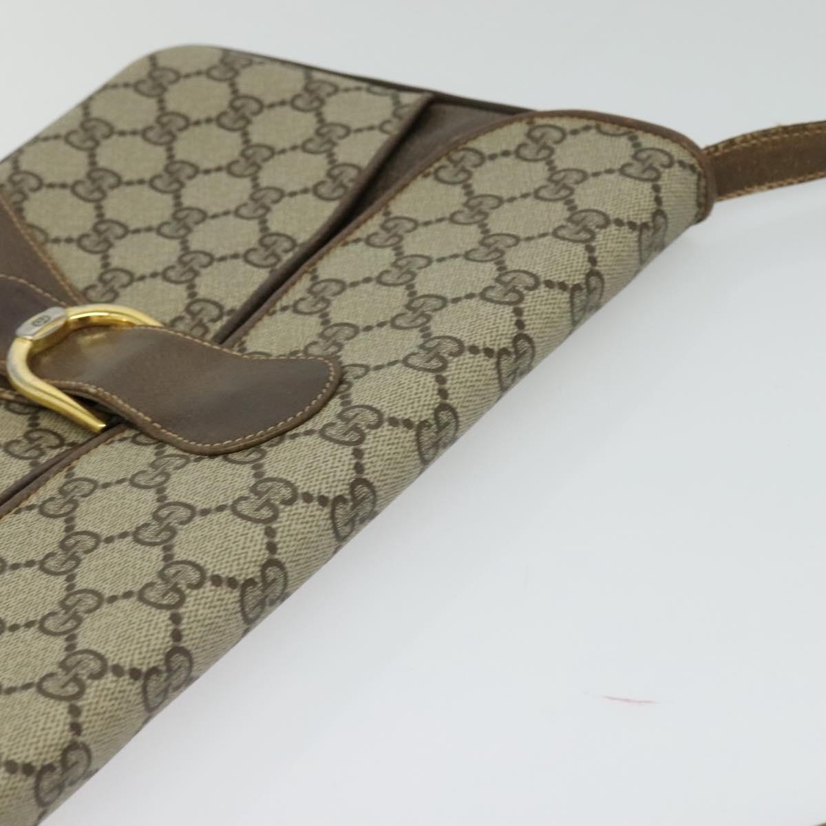 GUCCI GG Supreme Shoulder Bag PVC Beige Gold Auth th6212