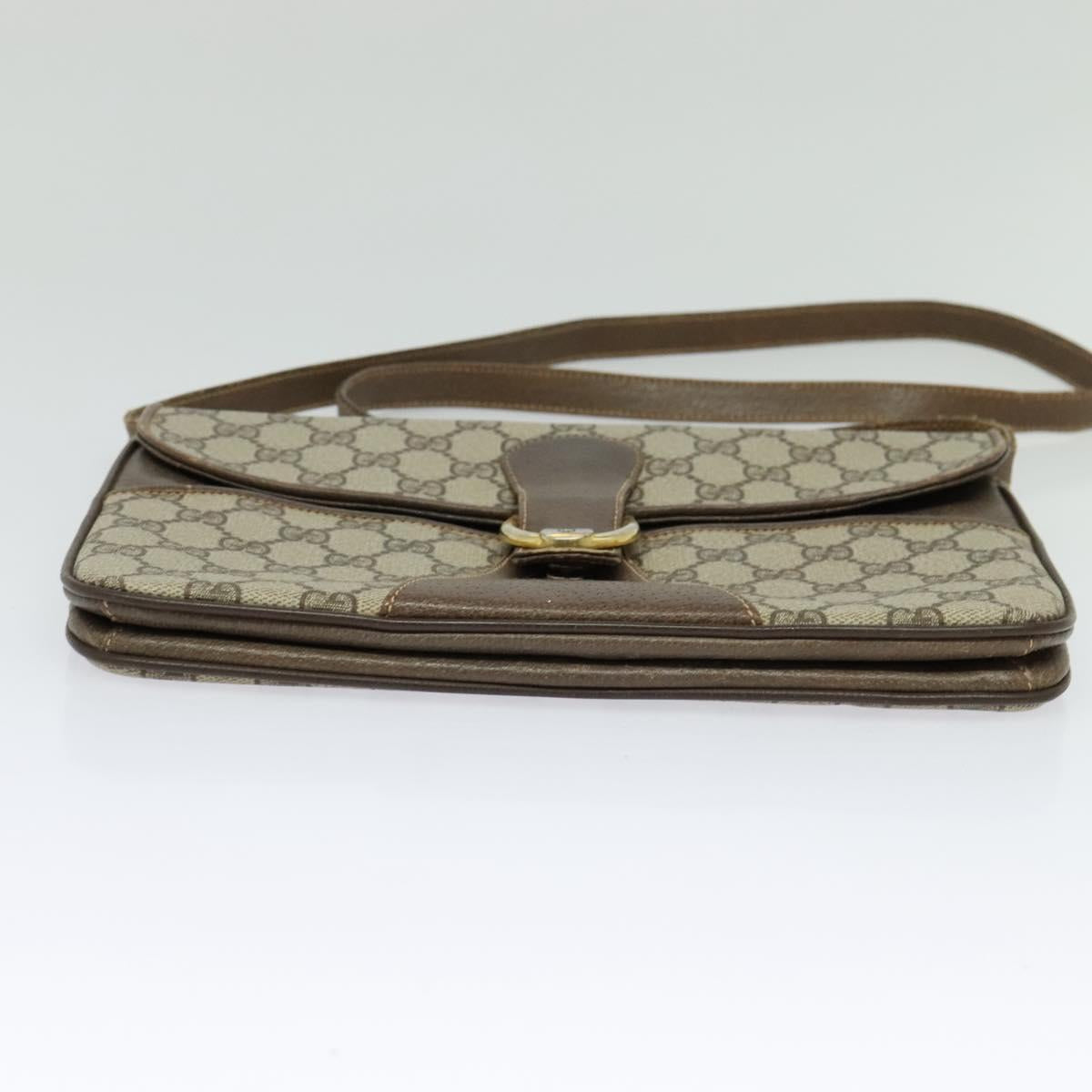 GUCCI GG Supreme Shoulder Bag PVC Beige Gold Auth th6212