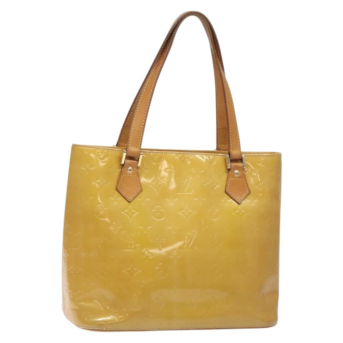 LOUIS VUITTON Monogram Vernis Houston Hand Bag Beige M91004 LV Auth th6217