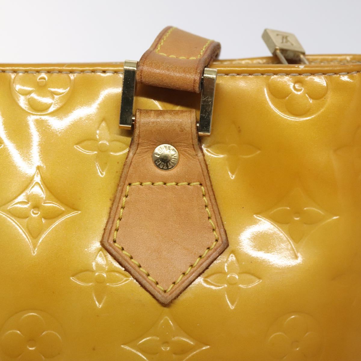 LOUIS VUITTON Monogram Vernis Houston Hand Bag Beige M91004 LV Auth th6217