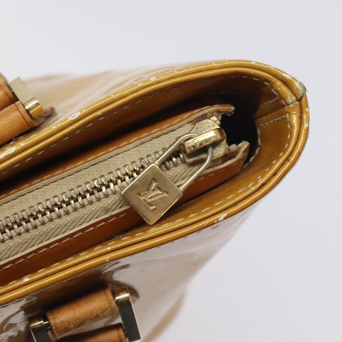 LOUIS VUITTON Monogram Vernis Houston Hand Bag Beige M91004 LV Auth th6217