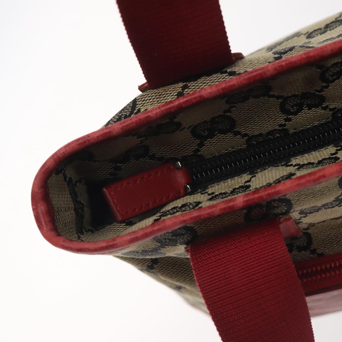 GUCCI GG Canvas Tote Bag Beige Gold Red 019 0402 1705 Auth th6226