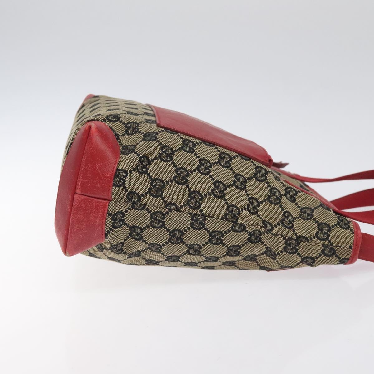 GUCCI GG Canvas Tote Bag Beige Gold Red 019 0402 1705 Auth th6226