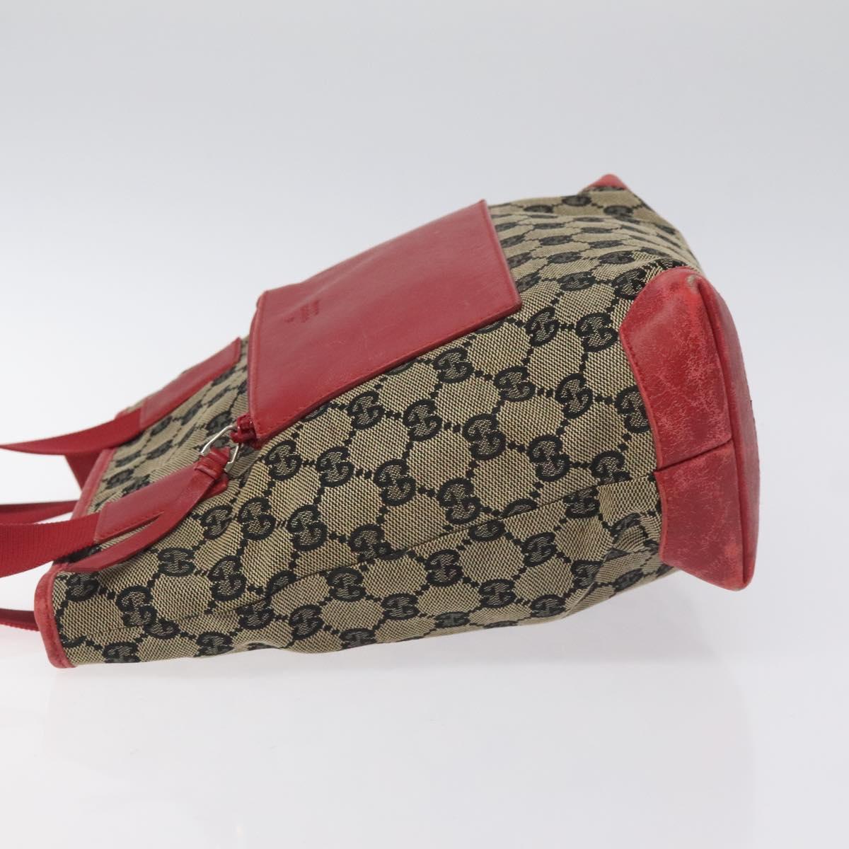 GUCCI GG Canvas Tote Bag Beige Gold Red 019 0402 1705 Auth th6226