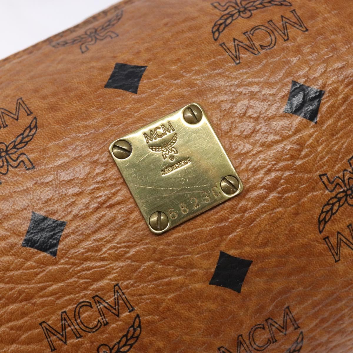 MCM Logogram Vicetos Shoulder Bag PVC Leather Brown Gold Auth th6240