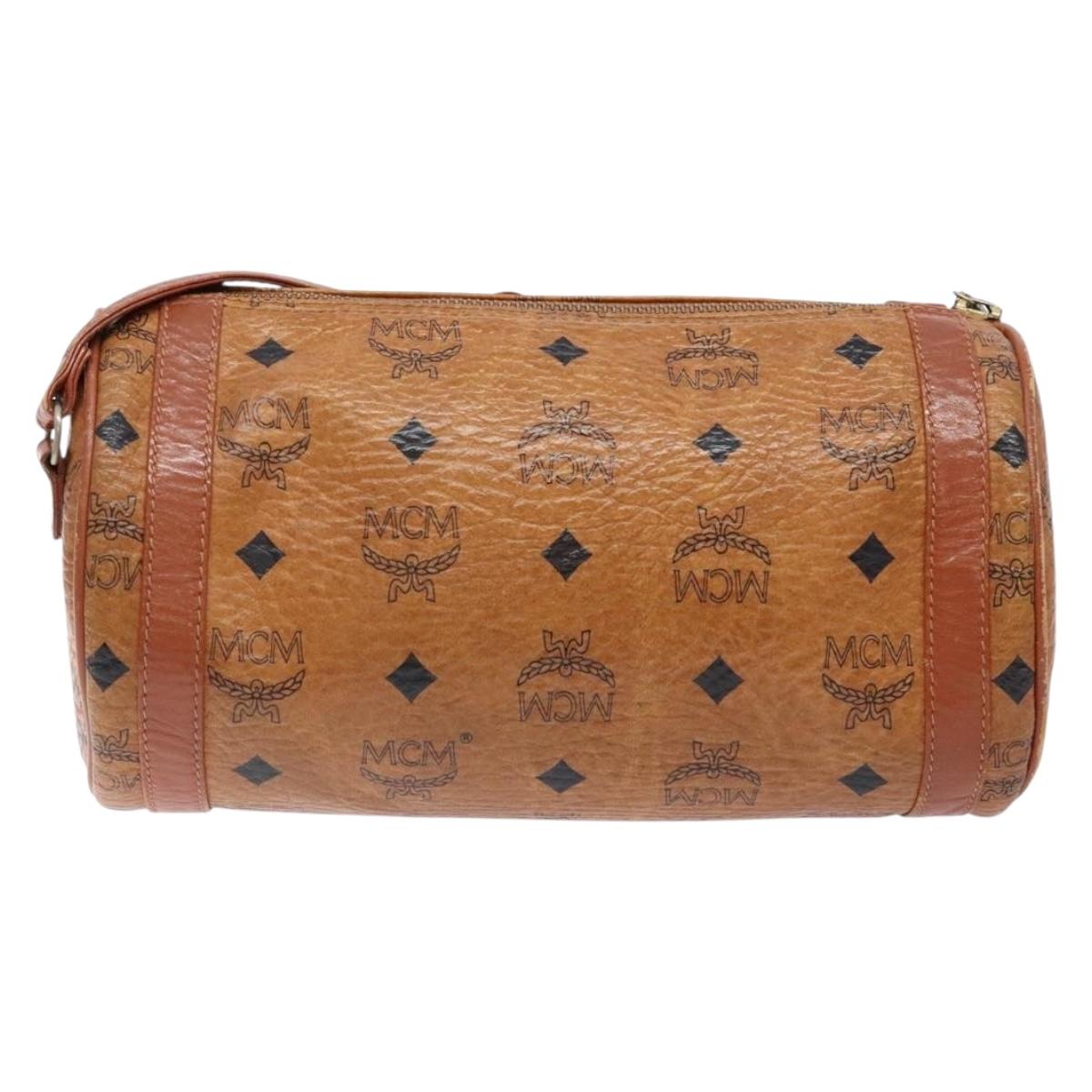 MCM Logogram Vicetos Shoulder Bag PVC Leather Brown Gold Auth th6240