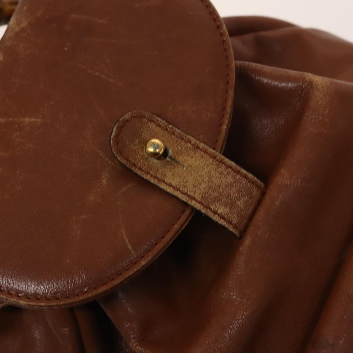 GUCCI Bamboo Backpack Leather Brown Gold 003 1705 0030 Auth th6241