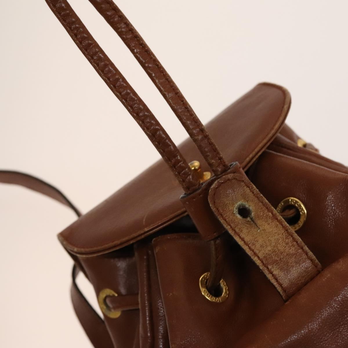 GUCCI Bamboo Backpack Leather Brown Gold 003 1705 0030 Auth th6241