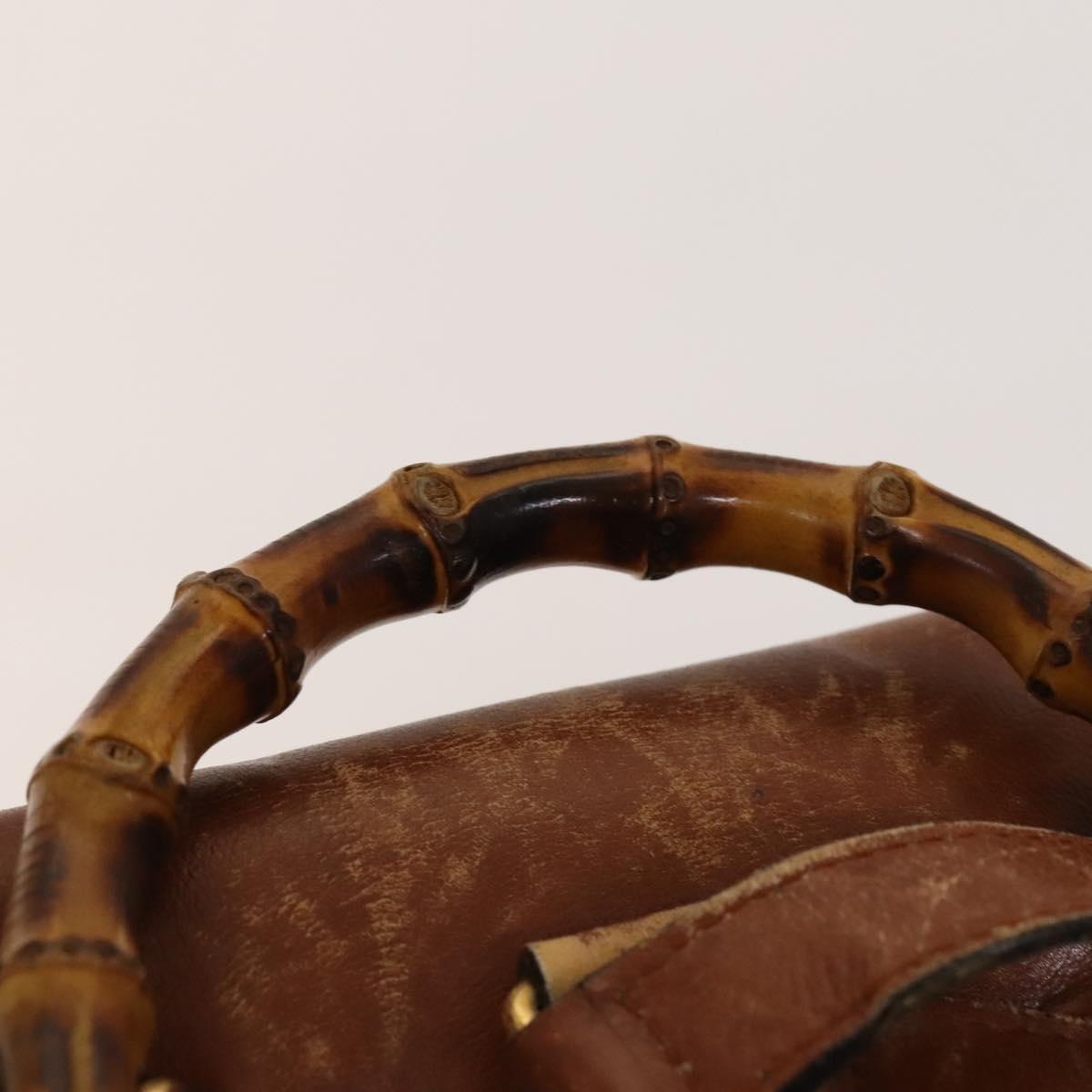 GUCCI Bamboo Backpack Leather Brown Gold 003 1705 0030 Auth th6241