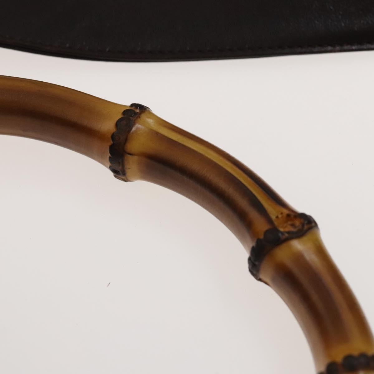 GUCCI Bamboo Hand Bag Leather 2way Brown Gold 001 1998 1577 Auth th6247